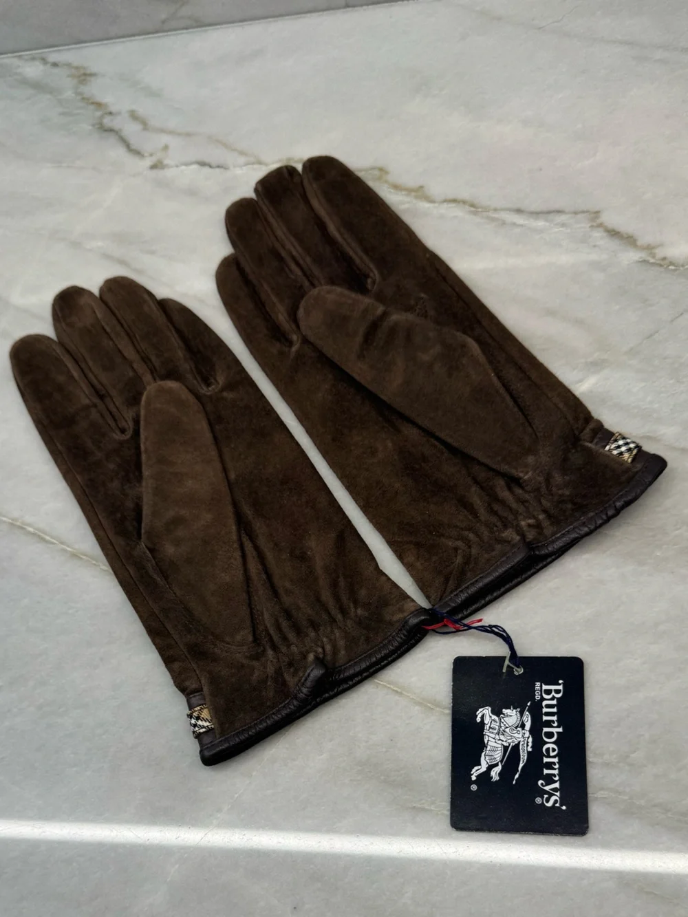NWT Vintage Burberrys Brown Leather Gloves - Picture 4 of 5